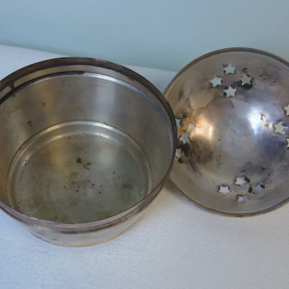 VTG Silver Plated Lidded Decorative Bowl for Trinkets Potpourri or‎ Incense BoHo